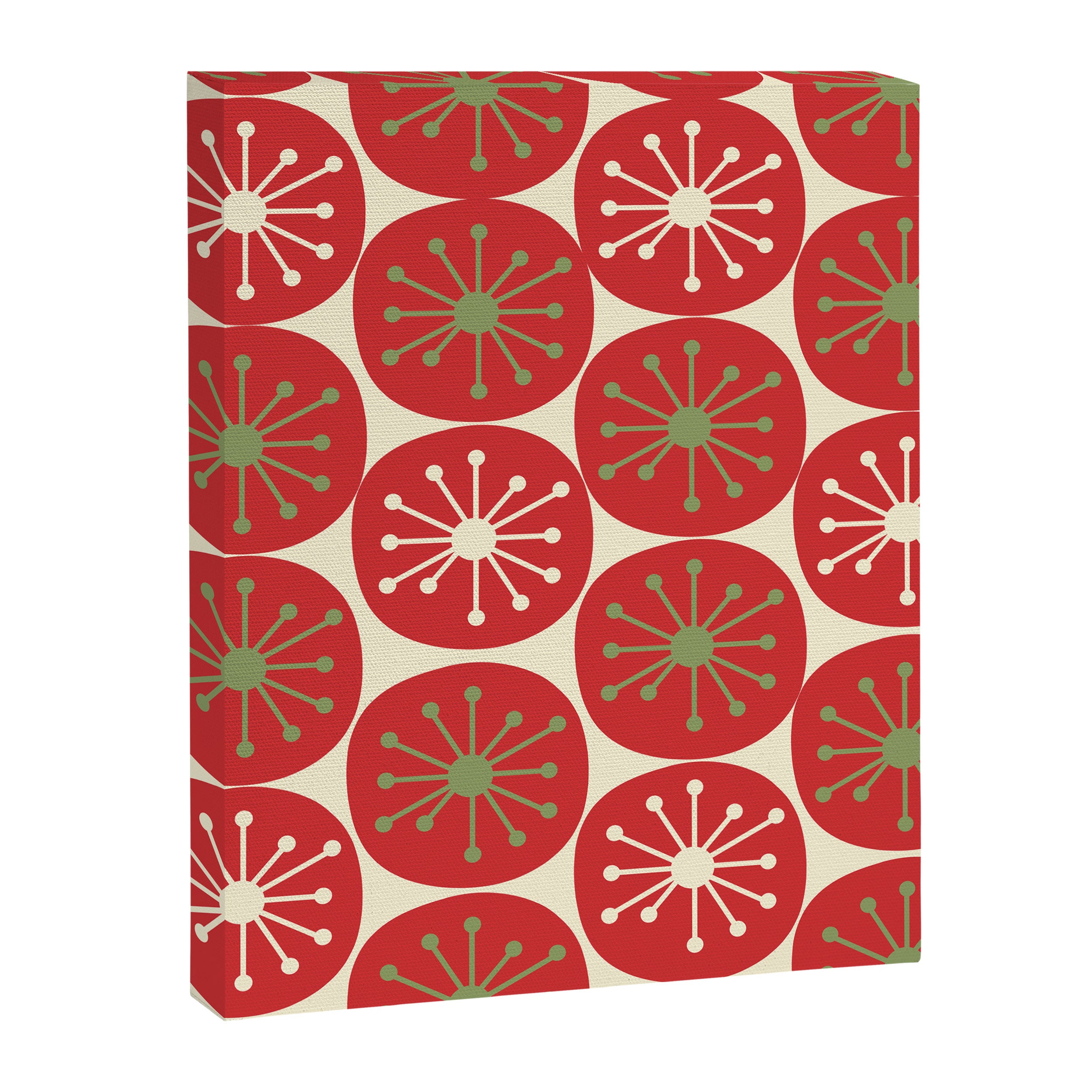 Atomic Dots Retro Mid-century Christmas Pattern in Light Olive Green, Red, and Cream Canvas Print Gallery Image 8