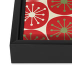 Atomic Dots Retro Mid-century Christmas Pattern in Light Olive Green, Red, and Cream Framed Canvas Print Gallery Image 3