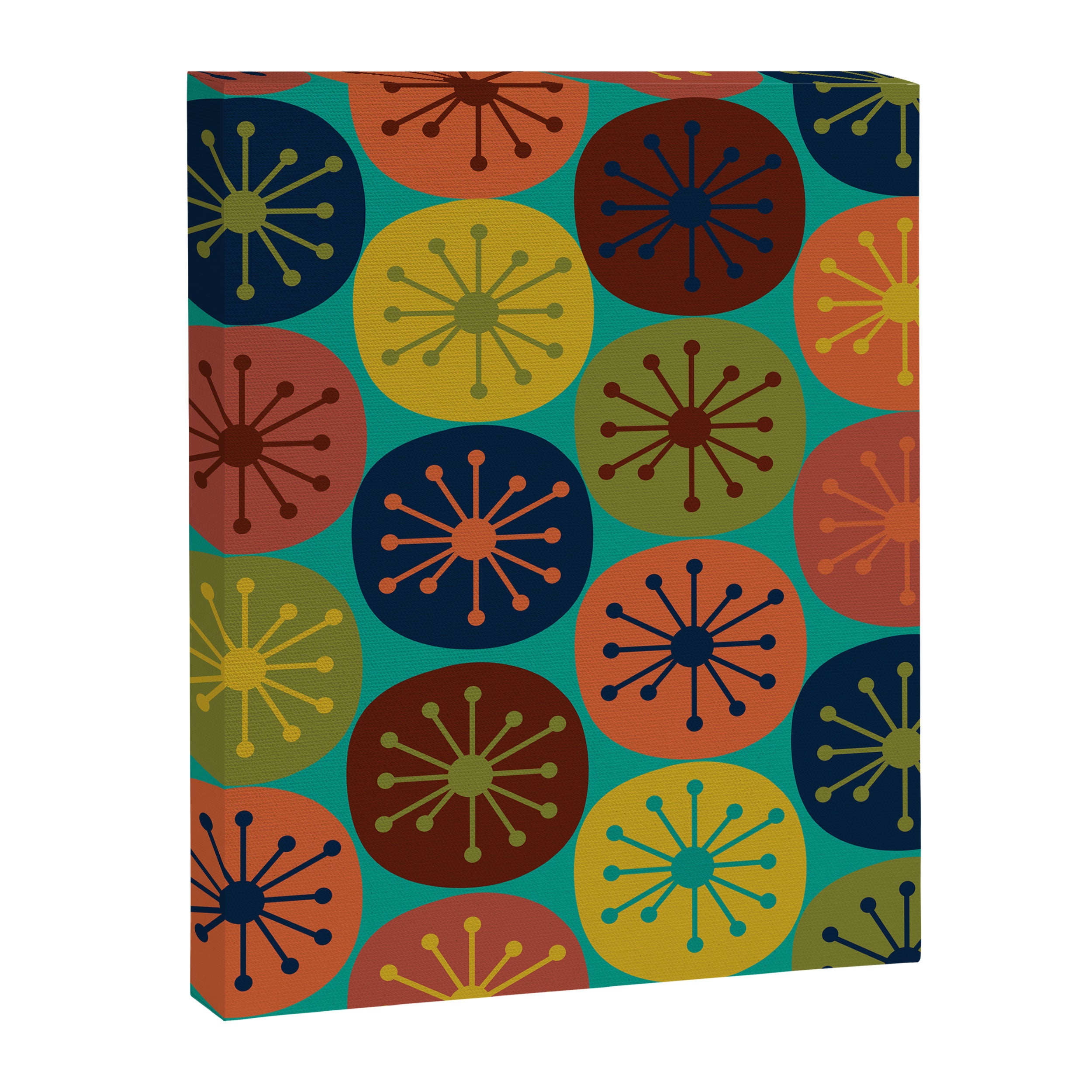 Atomic Dots Retro Midcentury Modern Pattern in Mid Mod Mustard, Olive, Orange, and Medium Teal Canvas Print Gallery Image 6