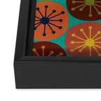 Atomic Dots Retro Midcentury Modern Pattern in Mid Mod Mustard, Olive, Orange, and Medium Teal Framed Canvas Print Gallery Image 3