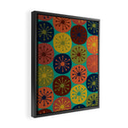 Atomic Dots Retro Midcentury Modern Pattern in Mid Mod Mustard, Olive, Orange, and Medium Teal Framed Canvas Print Gallery Image 2