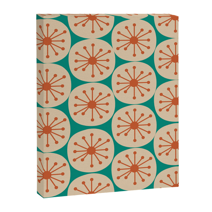 Atomic Dots Retro Midcentury Modern Pattern in Mid Mod Orange, Beige, and Turquoise Teal Canvas Print Gallery Image 1