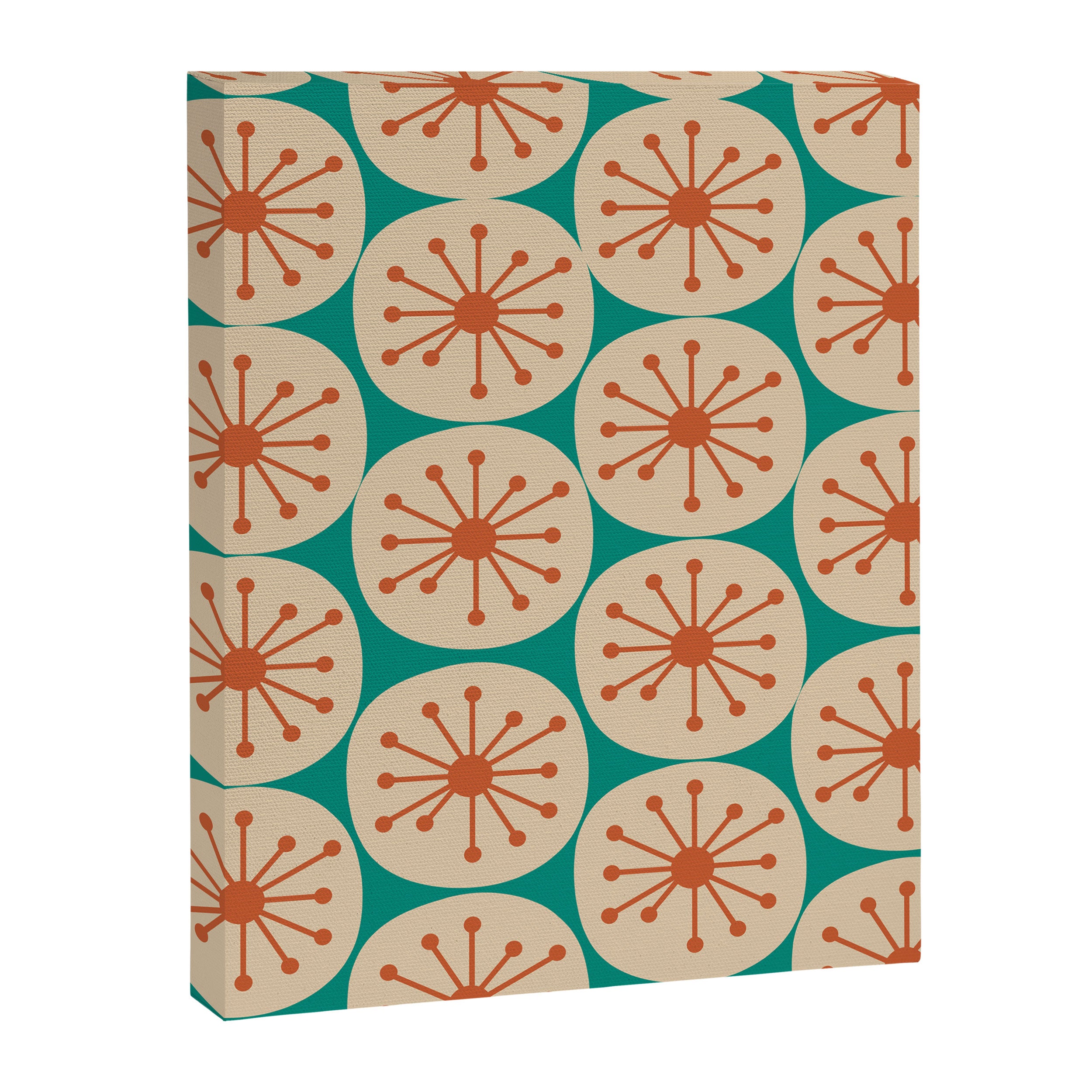 Atomic Dots Retro Midcentury Modern Pattern in Mid Mod Orange, Beige, and Turquoise Teal Canvas Print Gallery Image 6