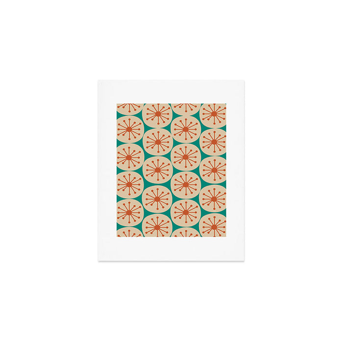 Atomic Dots Retro Midcentury Modern Pattern in Mid Mod Orange, Beige, and Turquoise Teal Art Print Gallery Image 1
