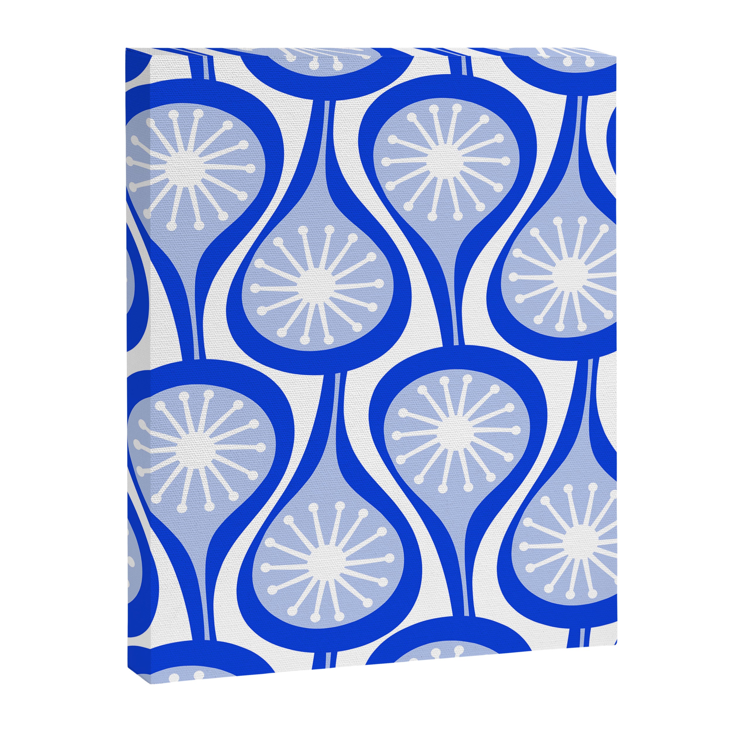 Atomic Drops Mid Century Modern Pattern Royal Blue Light Blue White Canvas Print Gallery Image 8