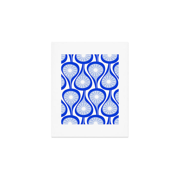 Atomic Drops Mid Century Modern Pattern Royal Blue Light Blue White Art Print Gallery Image 1