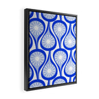 Atomic Drops Mid Century Modern Pattern Royal Blue Light Blue White Framed Canvas Print Gallery Image 2