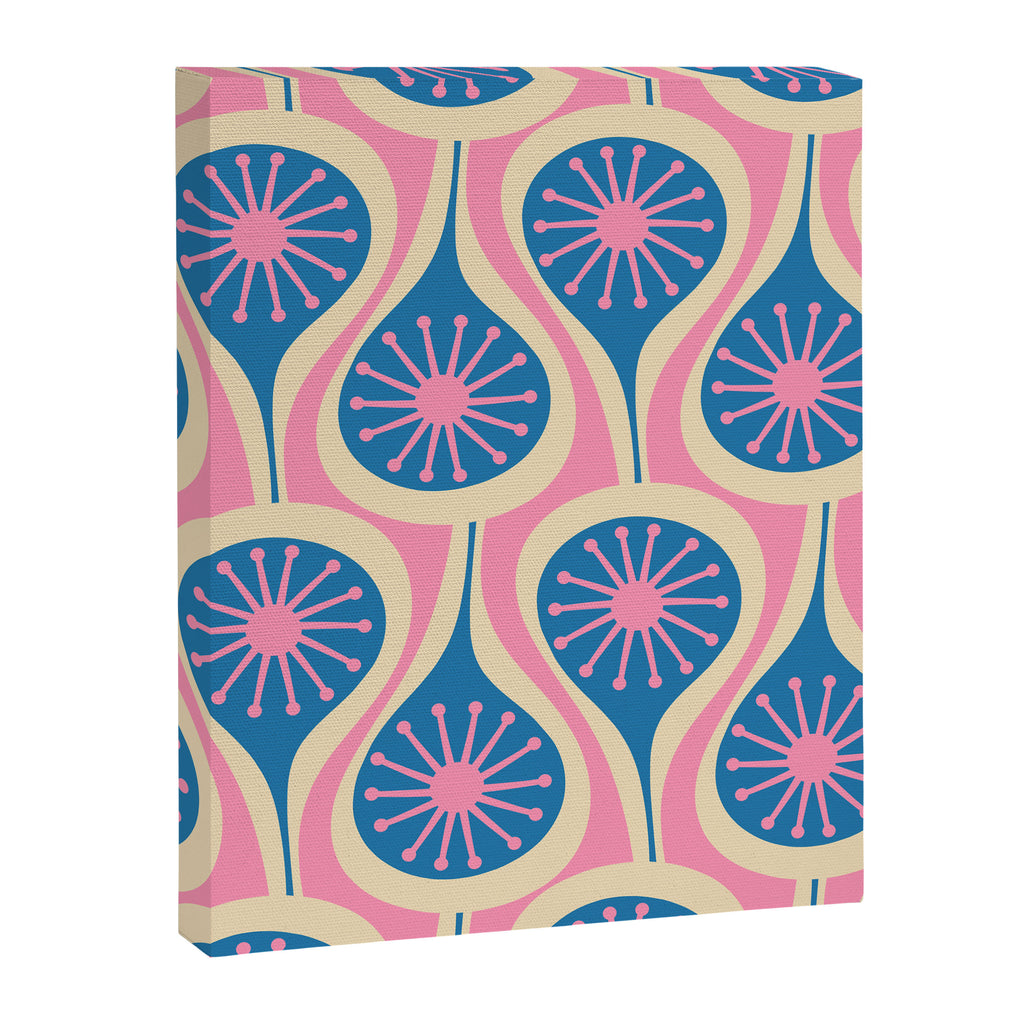 Atomic Drops Mid Century Modern Retro Pattern in Pink and Blue Canvas Print Gallery Image 8
