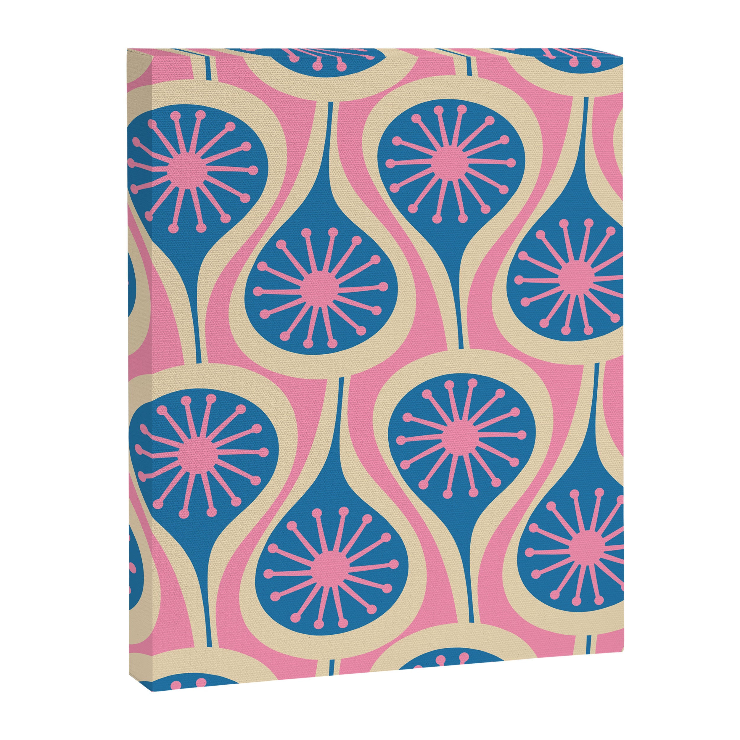 Atomic Drops Mid Century Modern Retro Pattern in Pink and Blue Canvas Print Gallery Image 8