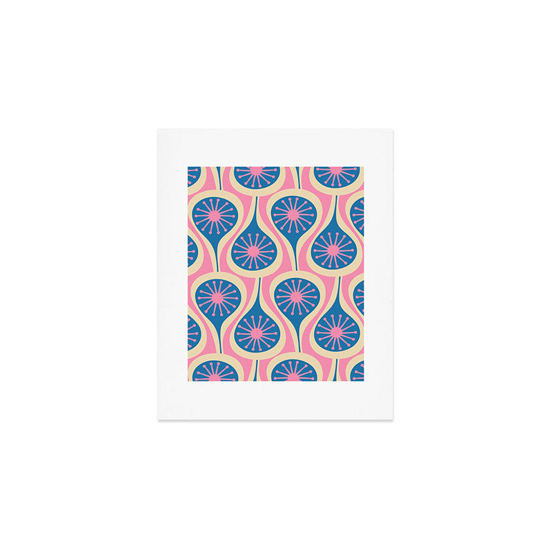Atomic Drops Mid Century Modern Retro Pattern in Pink and Blue Art Print Gallery Image 1