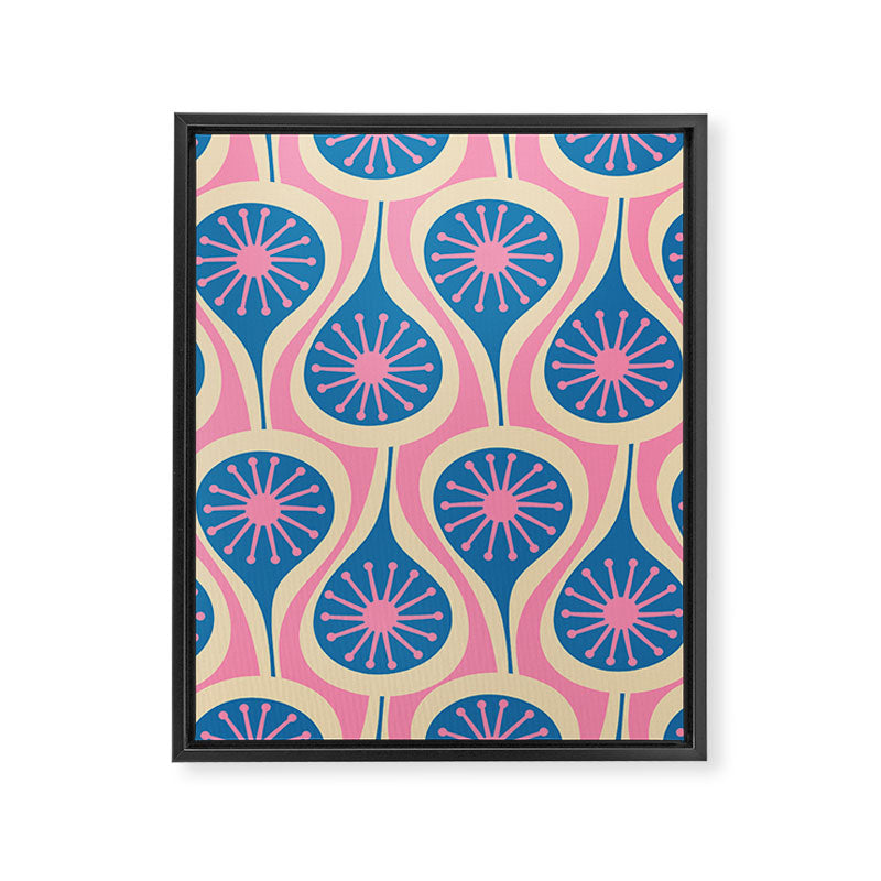 Atomic Drops Mid Century Modern Retro Pattern in Pink and Blue Framed Canvas Print Gallery Image 8