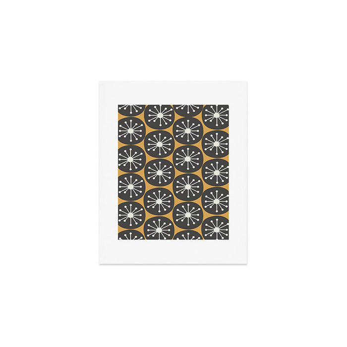 Atomic Retro Dots Midcentury Modern Pattern Muted Mustard Gold, Charcoal Grey, and Cream Art Print Gallery Image 1