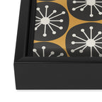 Atomic Retro Dots Midcentury Modern Pattern Muted Mustard Gold, Charcoal Grey, and Cream Framed Canvas Print Gallery Image 3