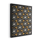 Atomic Retro Dots Midcentury Modern Pattern Muted Mustard Gold, Charcoal Grey, and Cream Framed Canvas Print Gallery Image 2