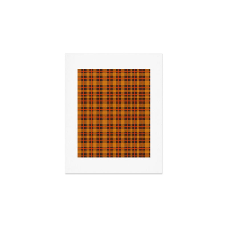 Autumn Plaid Pattern in Retro 70s Orange and Brown Art Print Gallery Image 1