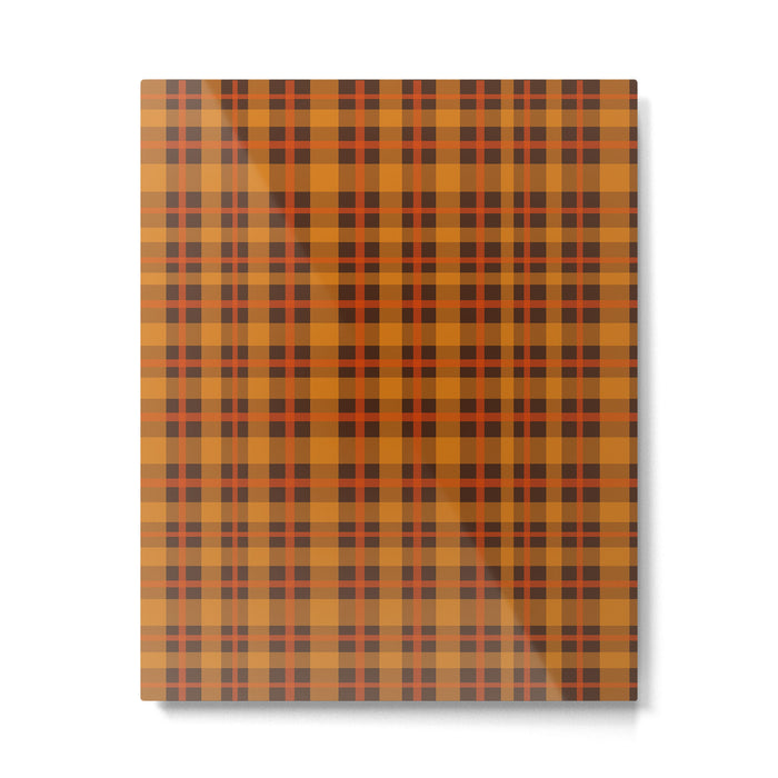 Autumn Plaid Pattern in Retro 70s Orange and Brown Metal Print Gallery Image 1