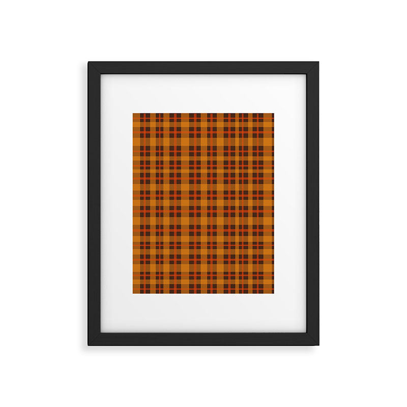 Autumn Plaid Pattern in Retro 70s Orange and Brown Framed Art Print Gallery Image 6