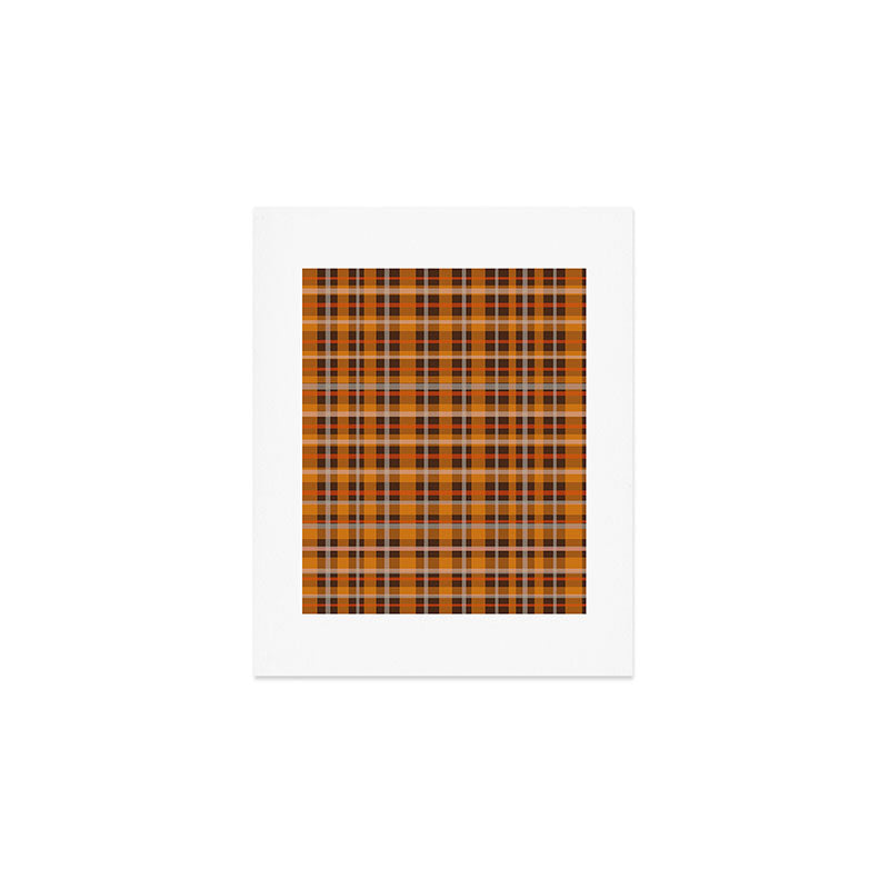Autumn Retro 70s Plaid Pattern in Brown and Orange Art Print Gallery Image 1