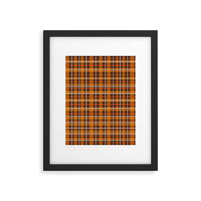 Autumn Retro 70s Plaid Pattern in Brown and Orange Framed Art Print Gallery Image 1