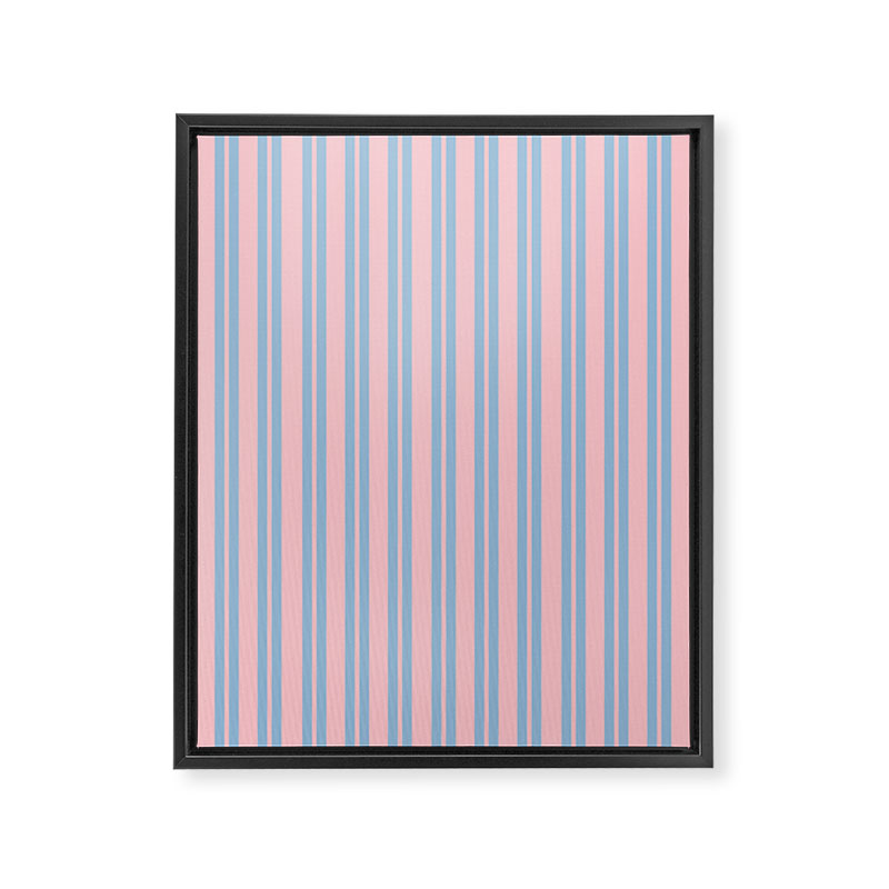 Baby Blue and Pastel Pink Classic Double Stripe Vertical Pattern Framed Canvas Print Gallery Image 8