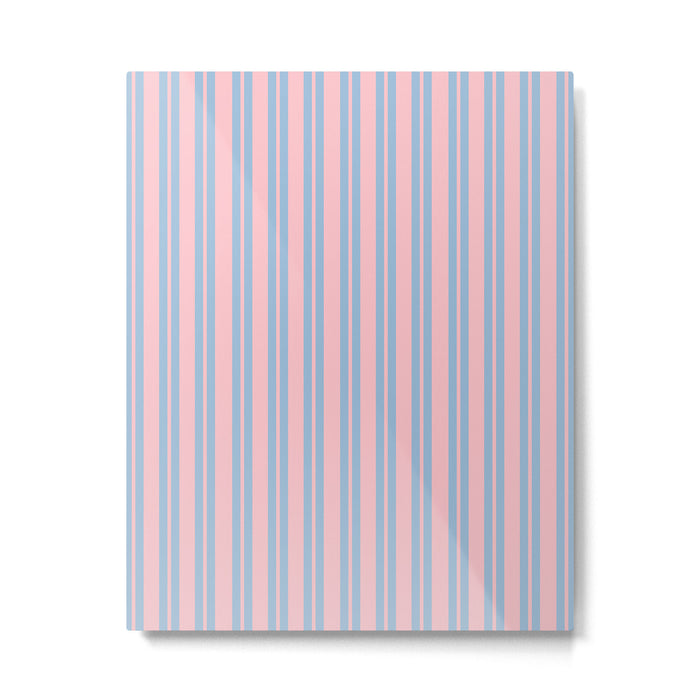Baby Blue and Pastel Pink Classic Double Stripe Vertical Pattern Metal Print Gallery Image 1