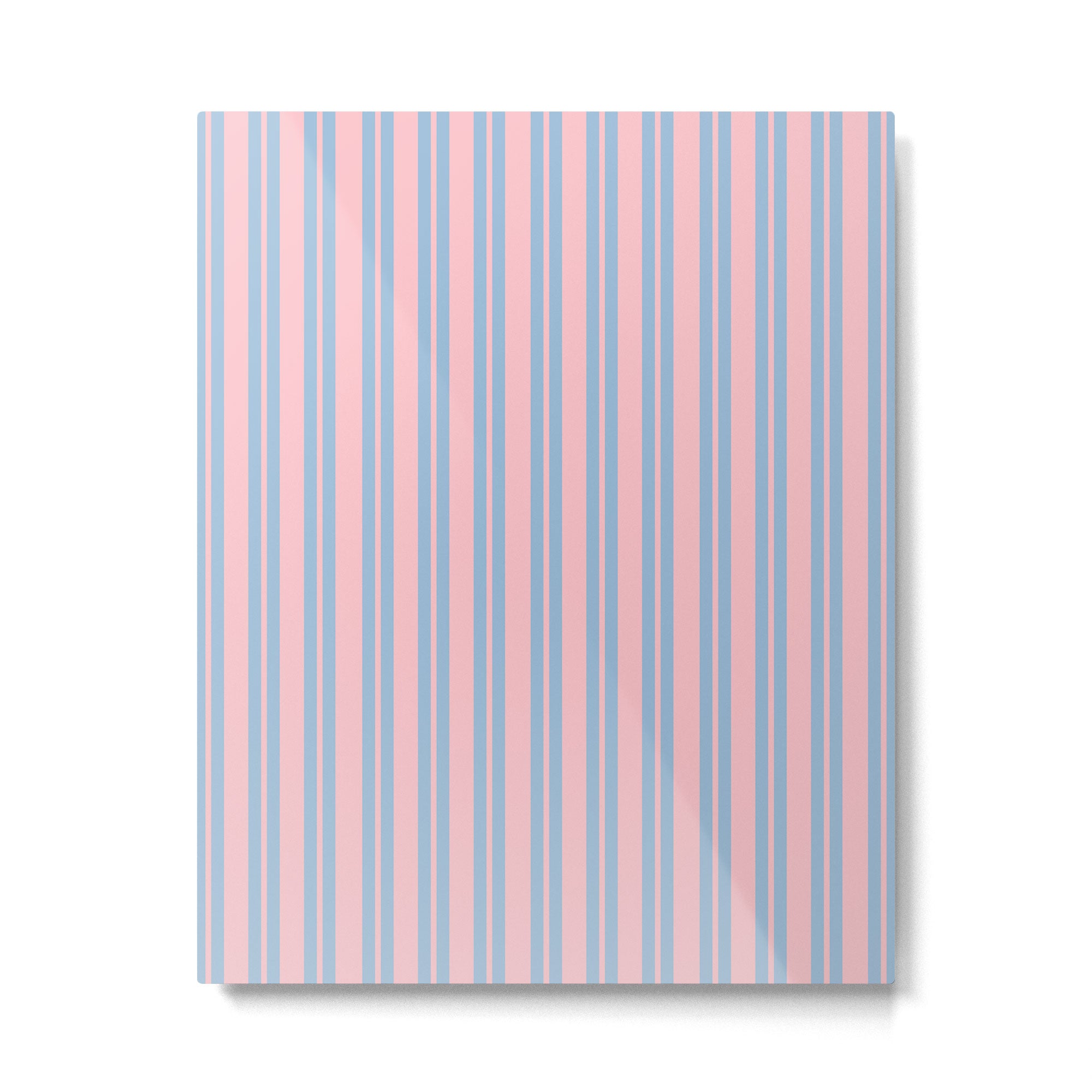 Baby Blue and Pastel Pink Classic Double Stripe Vertical Pattern Metal Print Gallery Image 6
