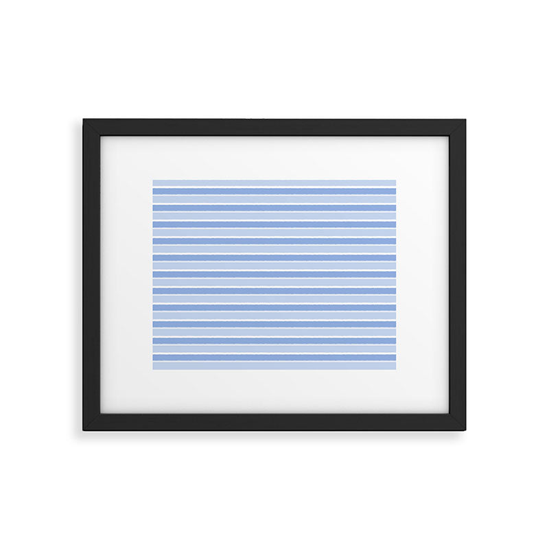 Baby Blue Cottage Stripes Pattern Framed Art Print Gallery Image 5