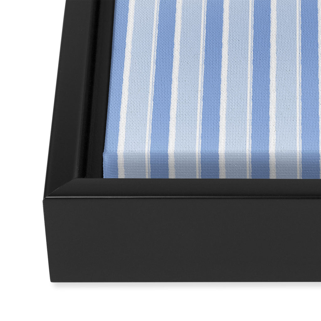 Baby Blue Cottage Stripes Vertical Pattern Framed Canvas Print Gallery Image 3