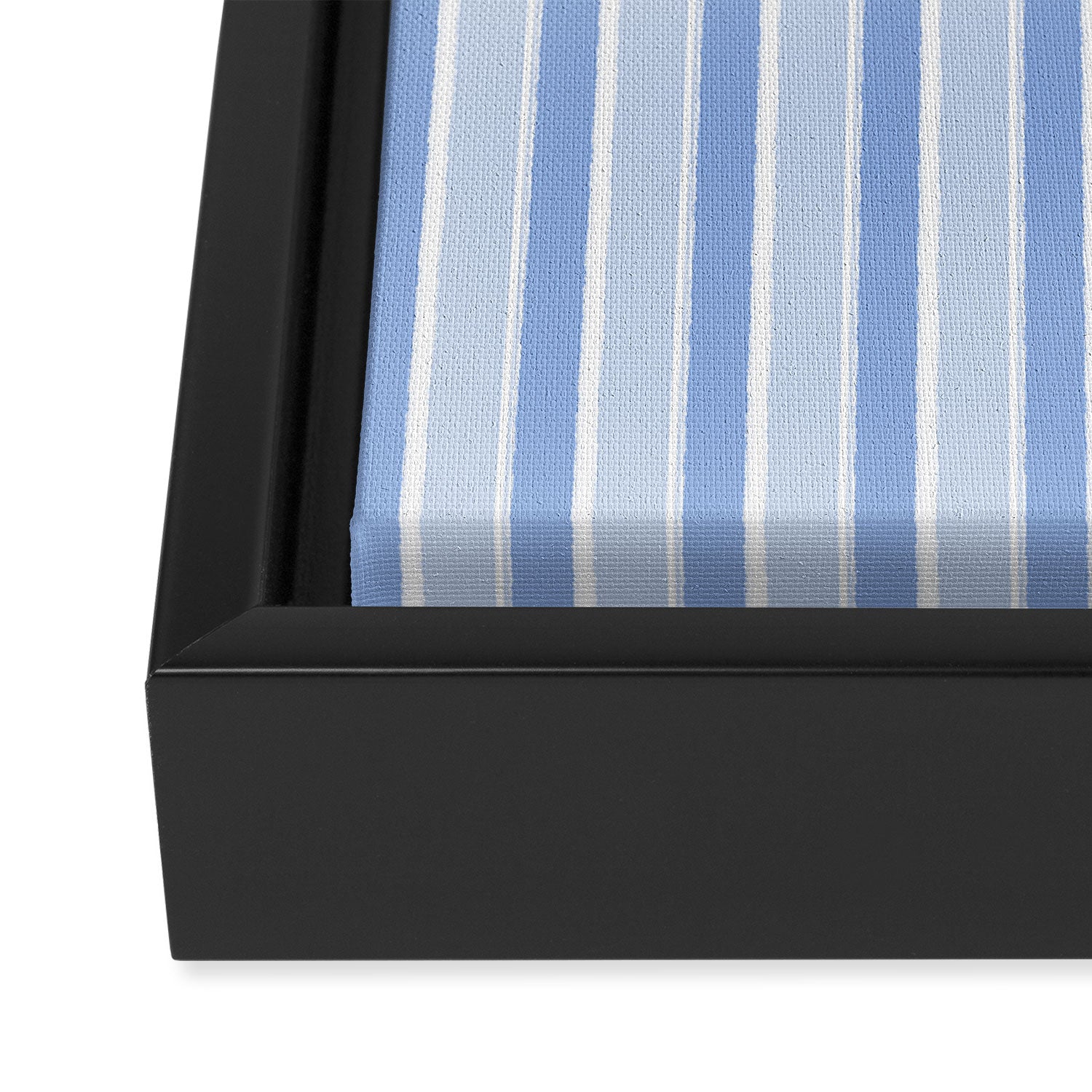 Baby Blue Cottage Stripes Vertical Pattern Framed Canvas Print Gallery Image 3