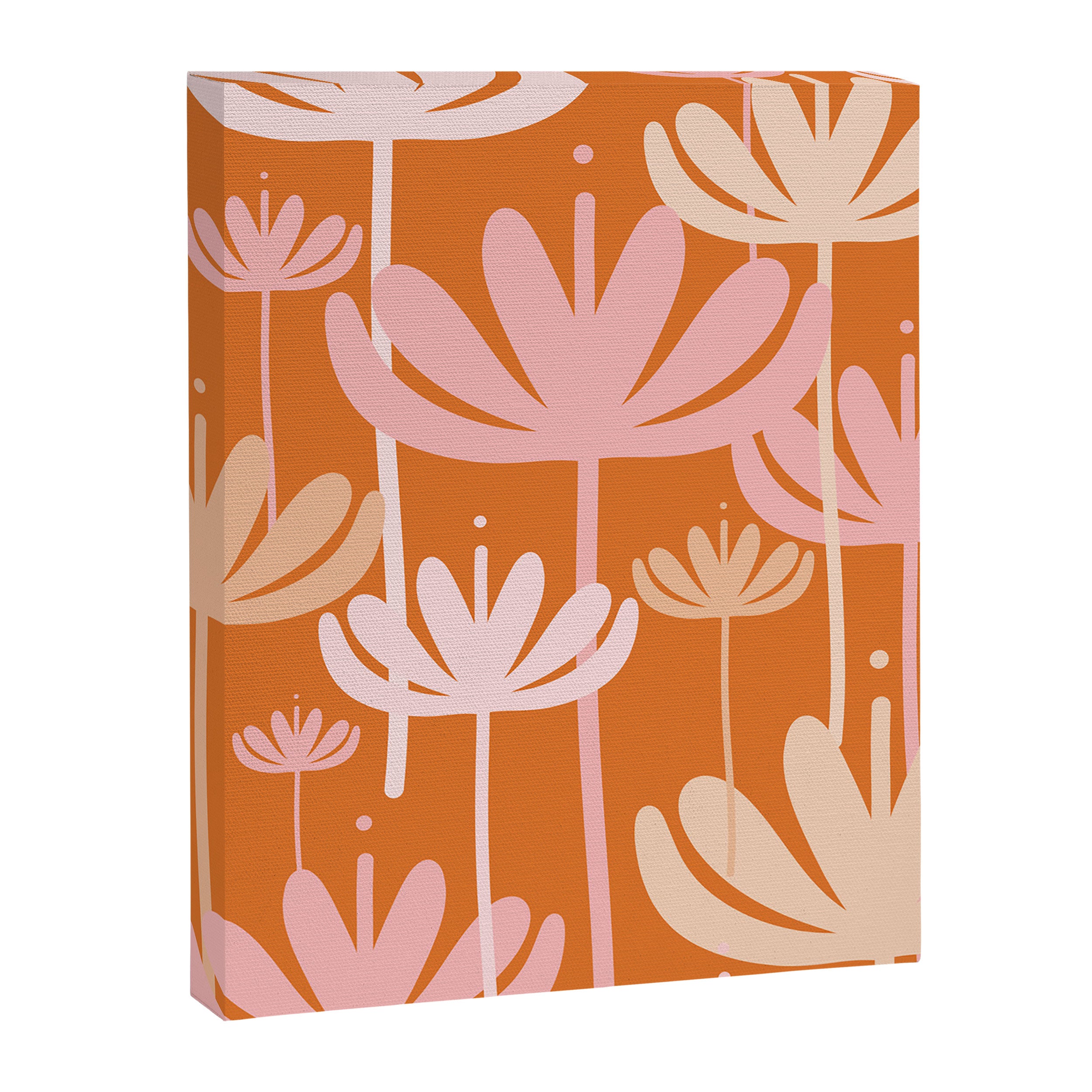 Bali Flowers Cheerful Floral Pattern in Pink and Orange Canvas Print Gallery Image 6