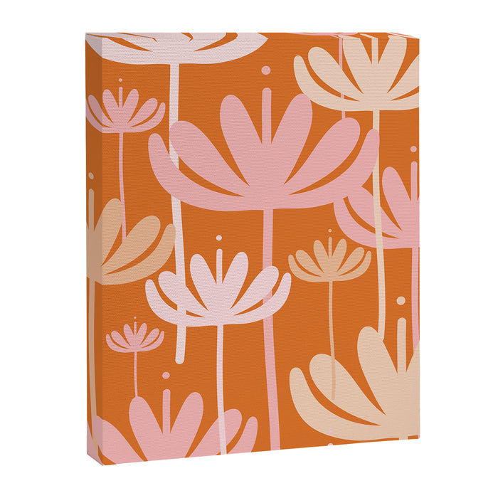 Bali Flowers Cheerful Floral Pattern in Pink and Orange Canvas Print Gallery Image 1