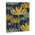 Bali Flowers Floral Pattern in Mustard, Gray, and Navy Blue Canvas Print Gallery Image 6