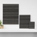 Bamako Striped and Dotted Pattern in Black and Almond Cream Canvas Print Gallery Image 3