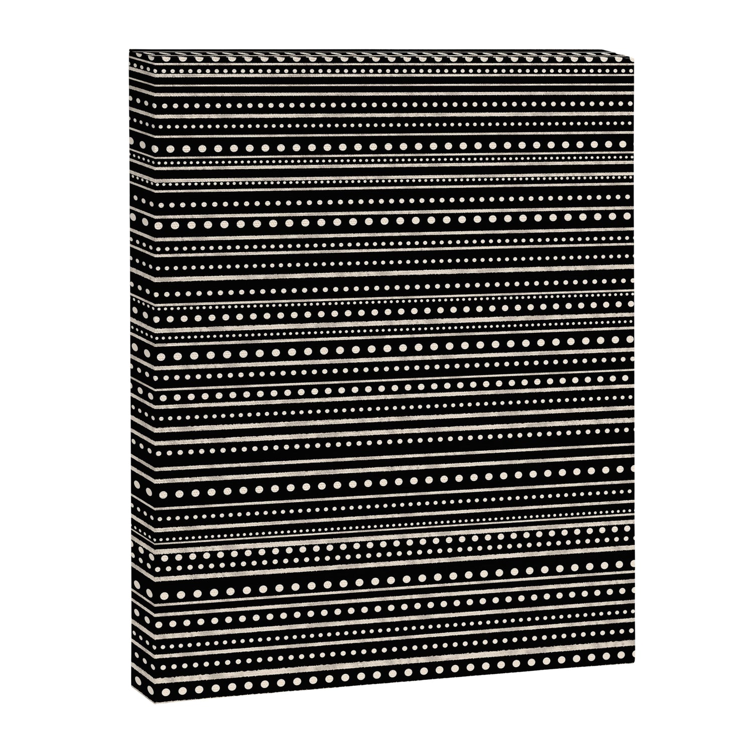 Bamako Striped and Dotted Pattern in Black and Almond Cream Canvas Print Gallery Image 3