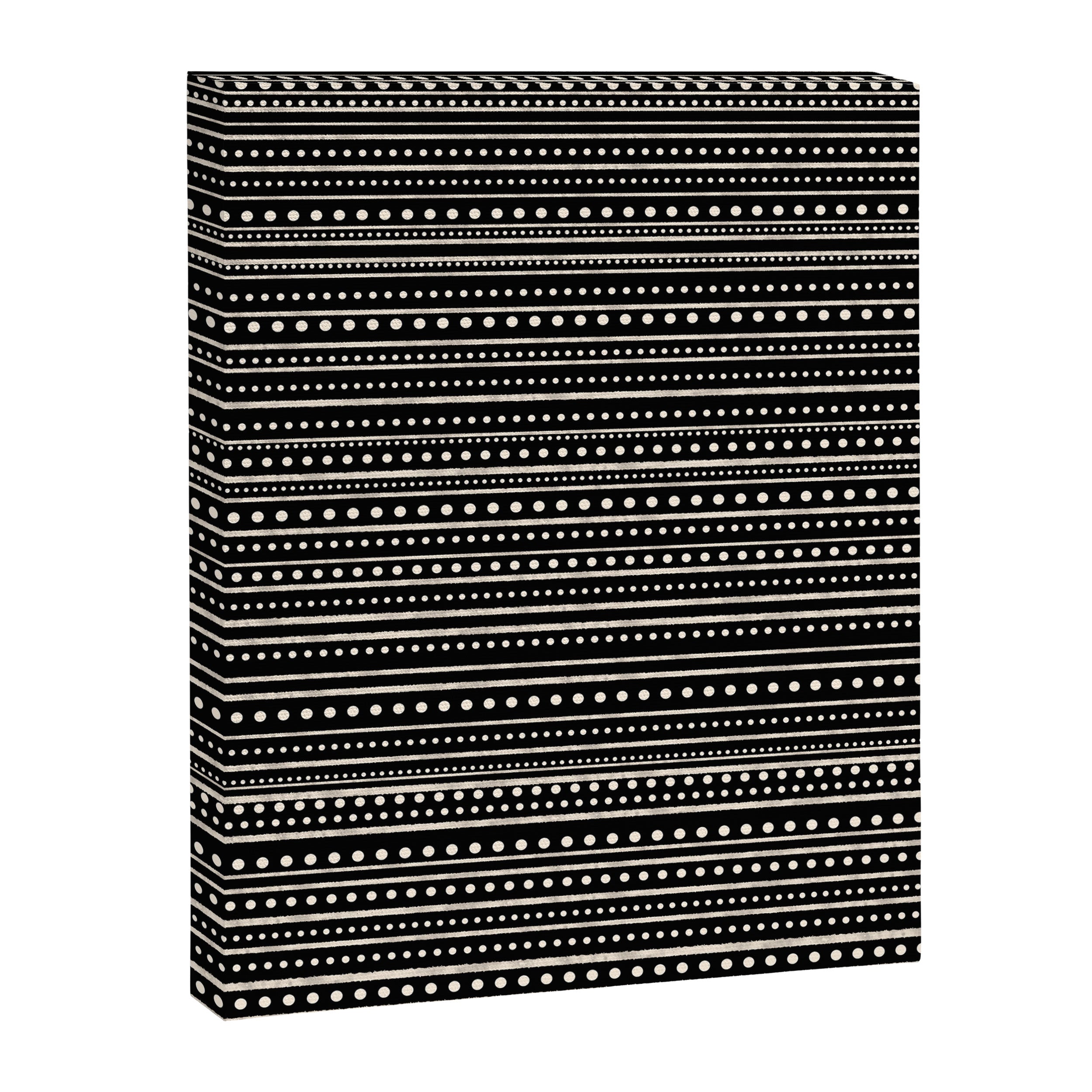 Bamako Striped and Dotted Pattern in Black and Almond Cream Canvas Print Gallery Image 3
