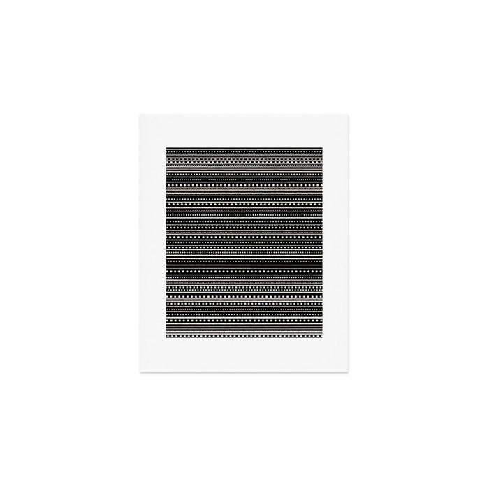 Bamako Striped and Dotted Pattern in Black and Almond Cream Art Print Gallery Image 1