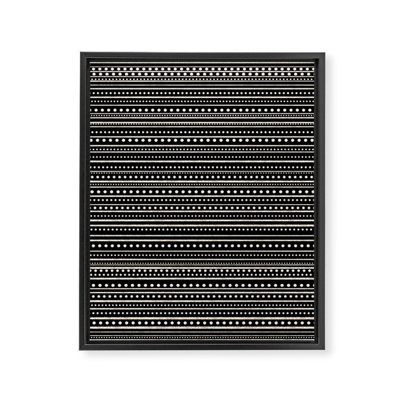 Bamako Striped and Dotted Pattern in Black and Almond Cream Framed Canvas Print Gallery Image 3