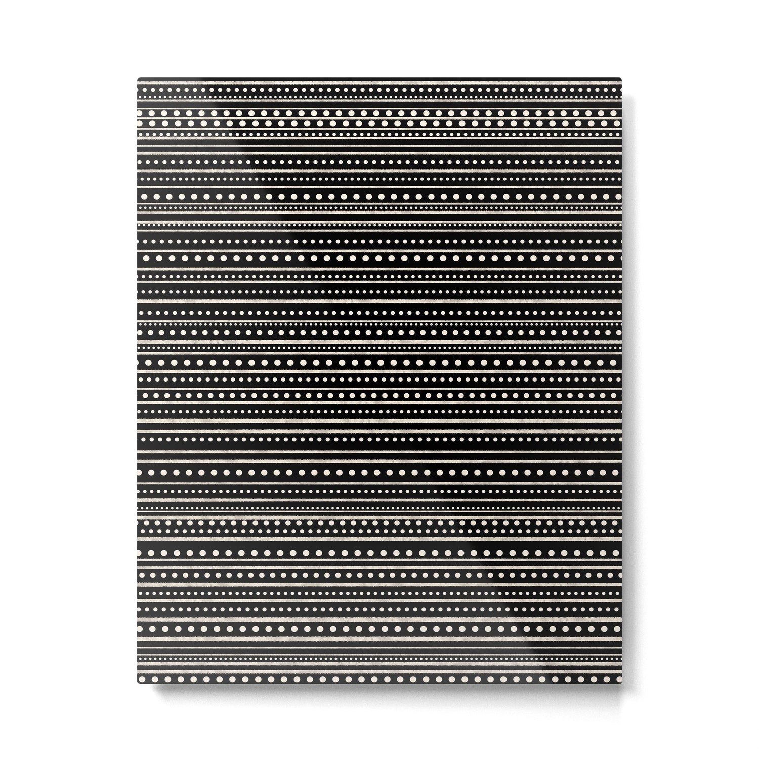 Bamako Striped and Dotted Pattern in Black and Almond Cream Metal Print Gallery Image 6