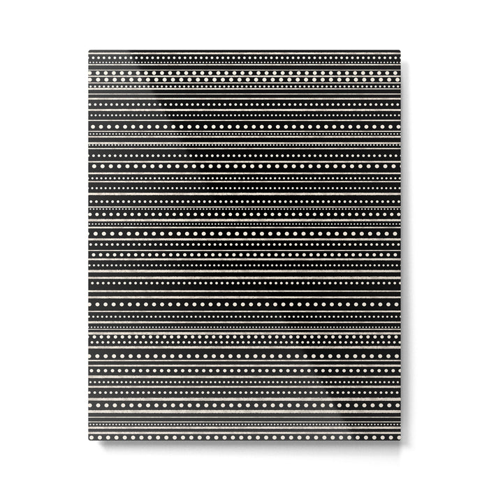 Bamako Striped and Dotted Pattern in Black and Almond Cream Metal Print Gallery Image 1