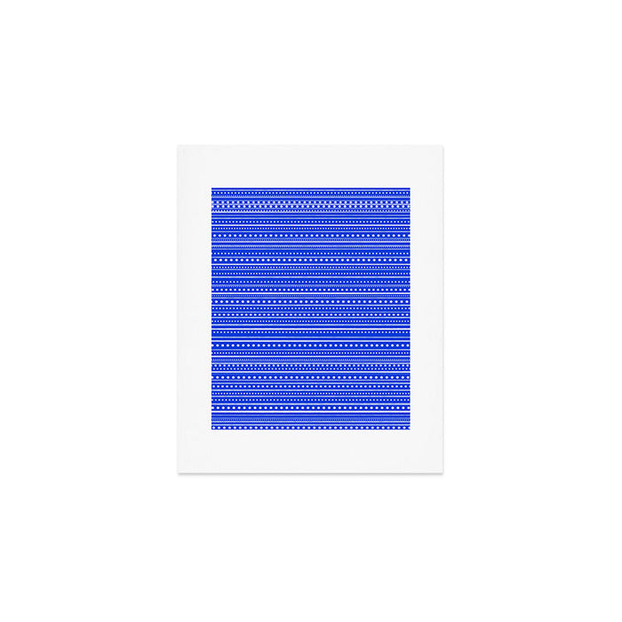Bamako Striped and Dotted Pattern in Royal Blue Art Print Gallery Image 1
