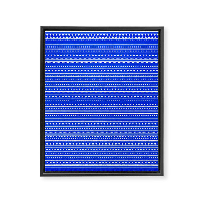 Bamako Striped and Dotted Pattern in Royal Blue Framed Canvas Print Gallery Image 1