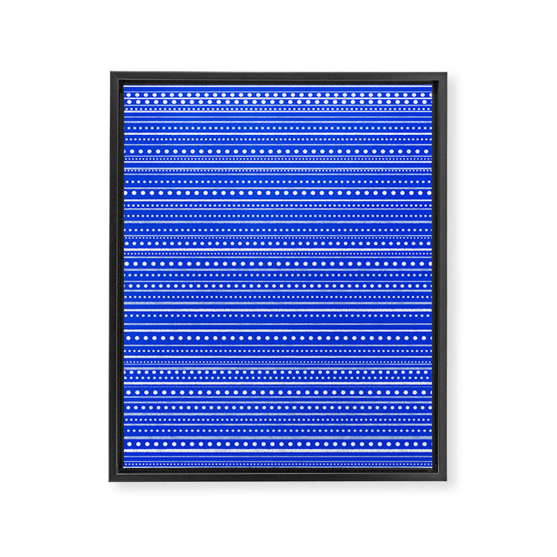 Bamako Striped and Dotted Pattern in Royal Blue Framed Canvas Print Gallery Image 8