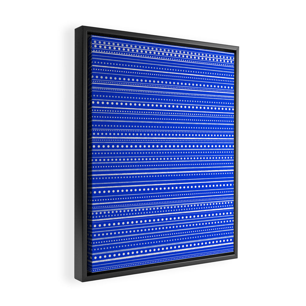 Bamako Striped and Dotted Pattern in Royal Blue Framed Canvas Print Gallery Image 2