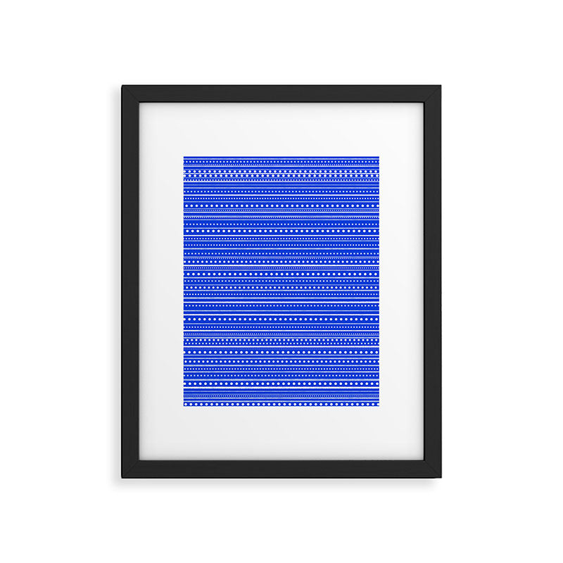 Bamako Striped and Dotted Pattern in Royal Blue Framed Art Print Gallery Image 6