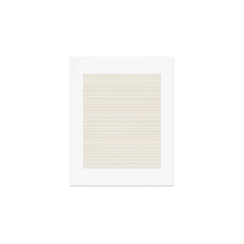 Bamako Textured Striped and Dotted Pattern in Pale Beige Cream and White Art Print Gallery Image 1