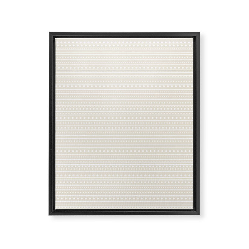 Bamako Textured Striped and Dotted Pattern in Pale Beige Cream and White Framed Canvas Print Gallery Image 8