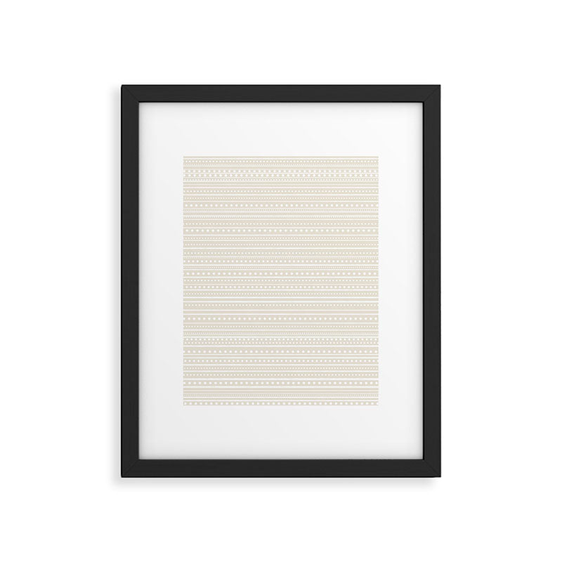 Bamako Textured Striped and Dotted Pattern in Pale Beige Cream and White Framed Art Print Gallery Image 6