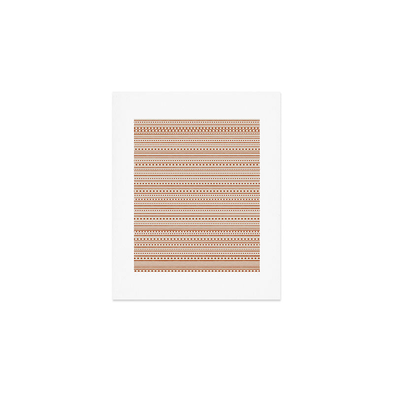 Bamako Textured Striped and Dotted Pattern in Putty and Clay Art Print Gallery Image 1