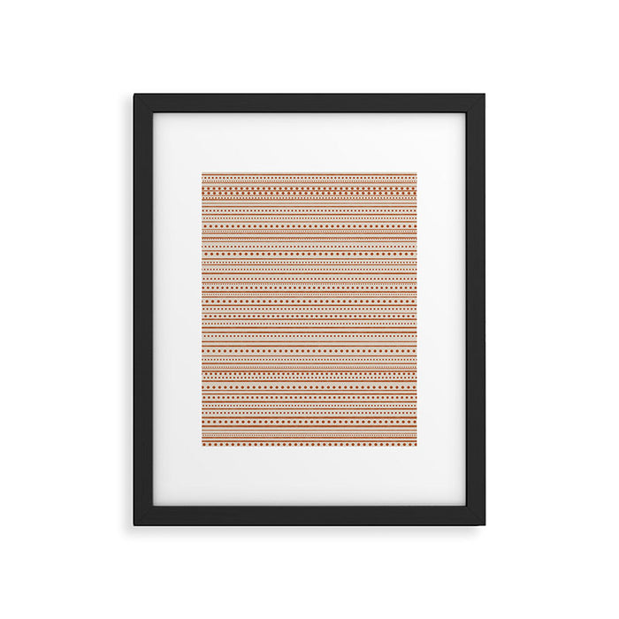 Bamako Textured Striped and Dotted Pattern in Putty and Clay Framed Art Print Gallery Image 1