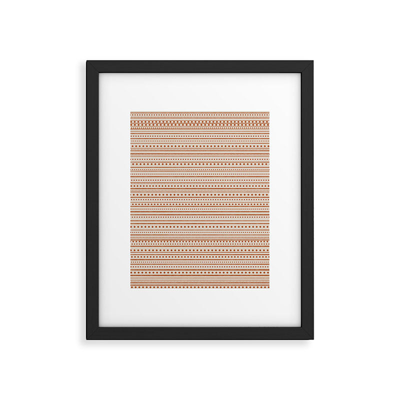 Bamako Textured Striped and Dotted Pattern in Putty and Clay Framed Art Print Gallery Image 6